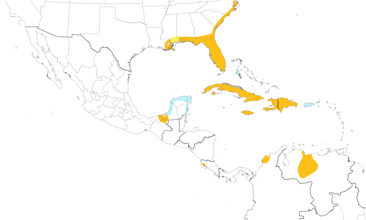 Range Map (Central): Glossy Ibis