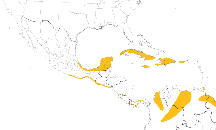Range Map (Central): Yellow-breasted Crake