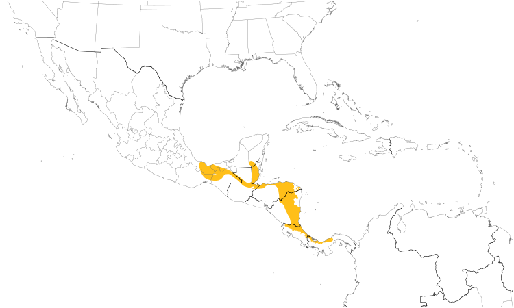 Range Map (Central): Crimson-collared Tanager