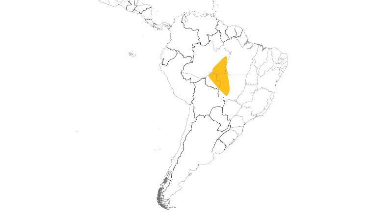 Range Map (South): White-breasted Antbird