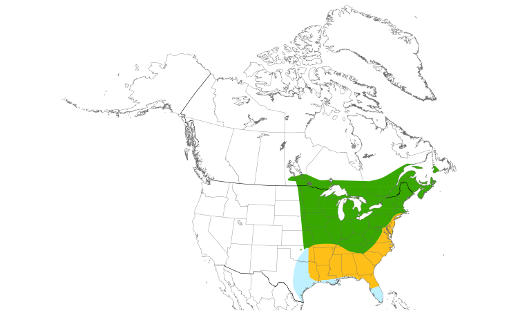 Carte de répartition  (North): Bécasse d'Amérique