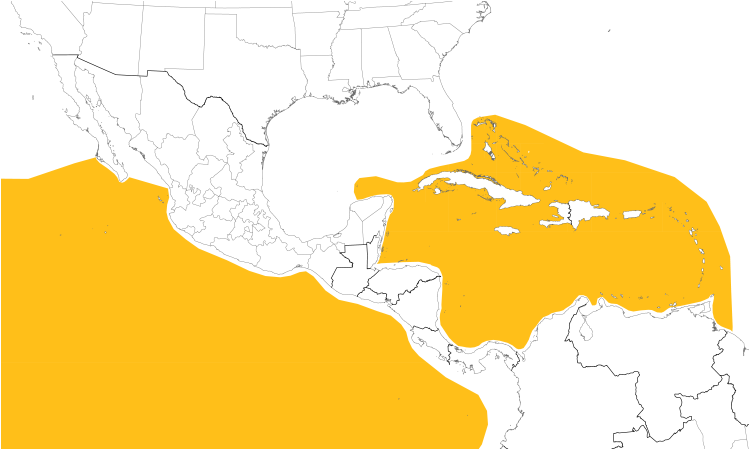 Range Map (Central): Red-footed Booby