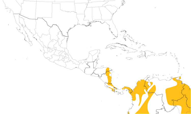 Range Map (Central): White-shouldered Tanager
