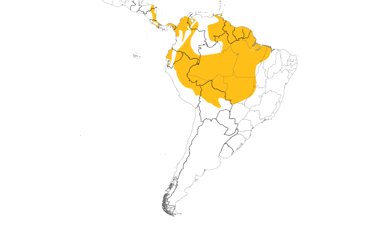 Range Map (South): White-shouldered Tanager
