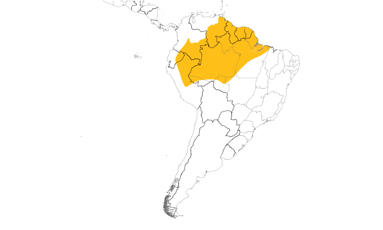 Range Map (South): Fulvous-crested Tanager