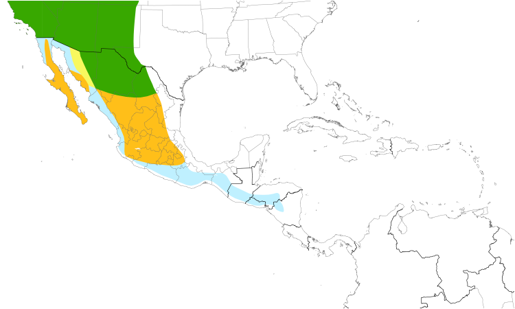 Range Map (Central): Violet-green Swallow