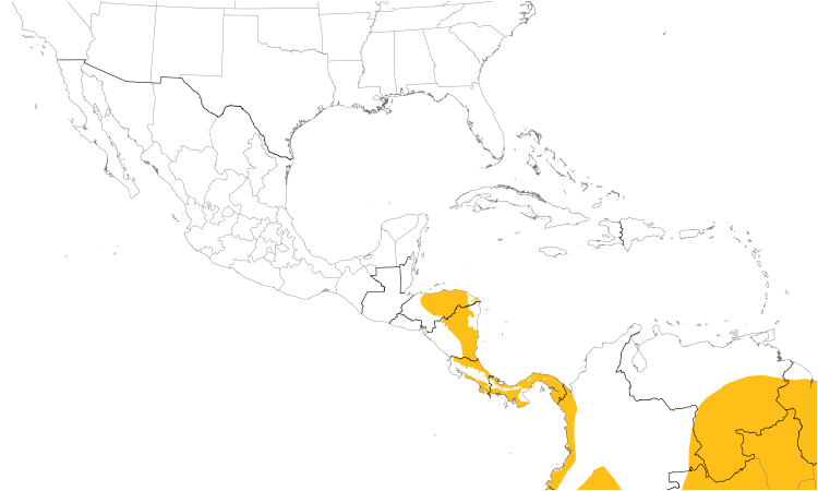 Range Map (Central): Black-throated Trogon