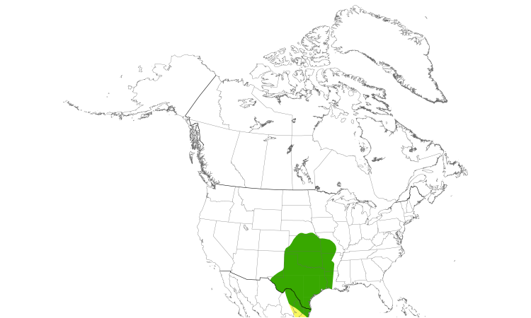 Range Map (North): Scissor-tailed Flycatcher