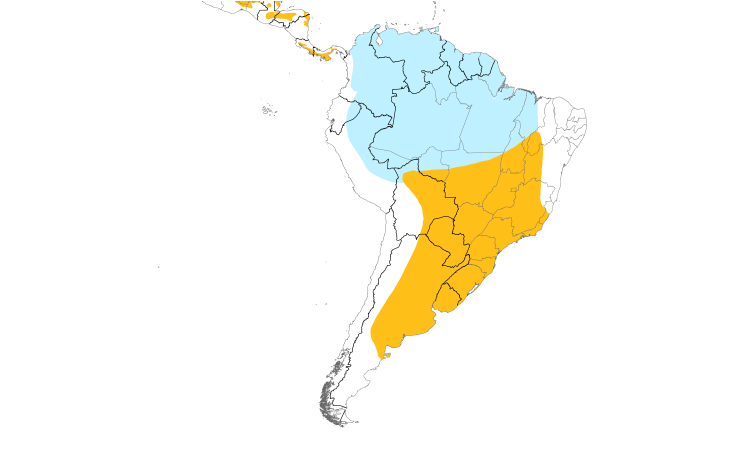 Range Map (South): Fork-tailed Flycatcher