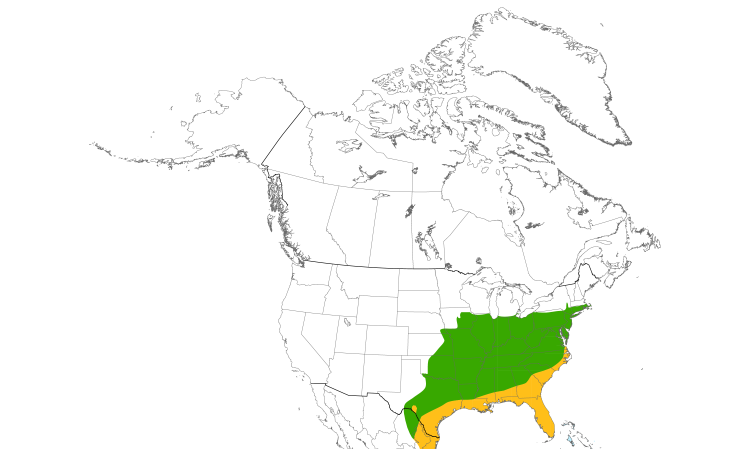 Range Map (North): White-eyed Vireo