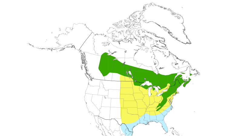Range Map (North): Blue-headed Vireo