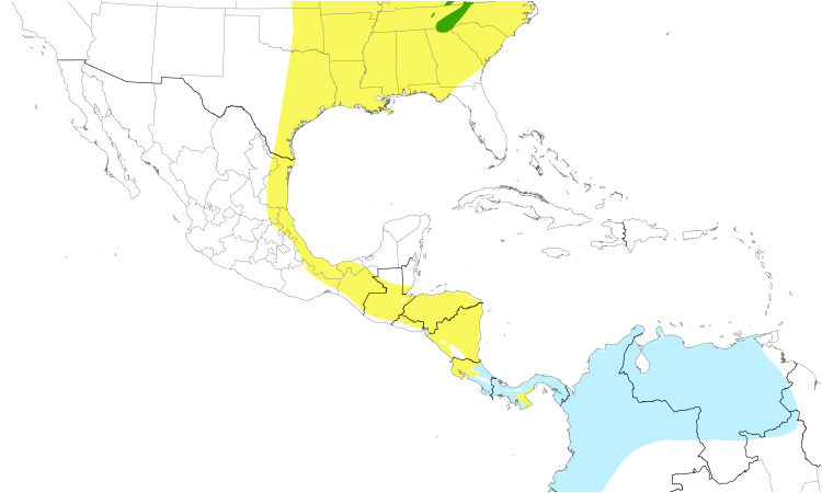 Carte de répartition  (Central): Paruline du Canada