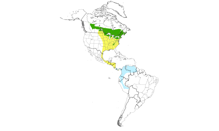 Carte de répartition  (Americas): Paruline du Canada