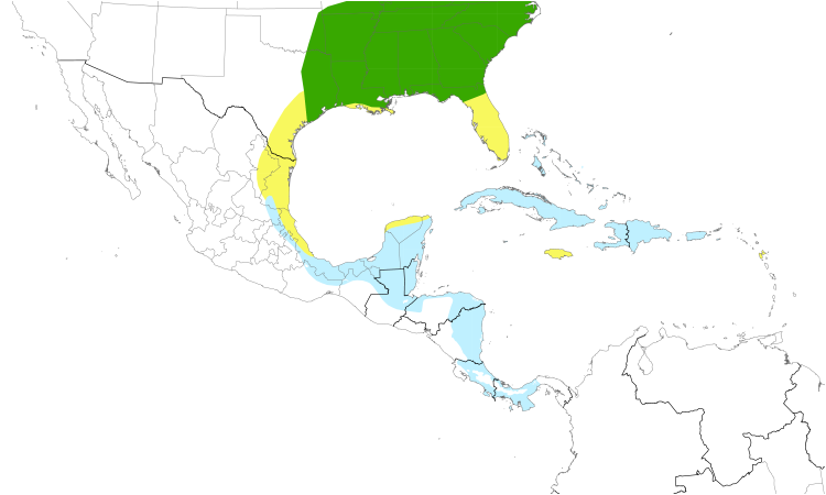 Range Map (Central): Hooded Warbler