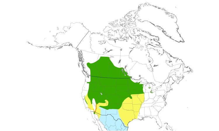 Range Map (North): Yellow-headed Blackbird